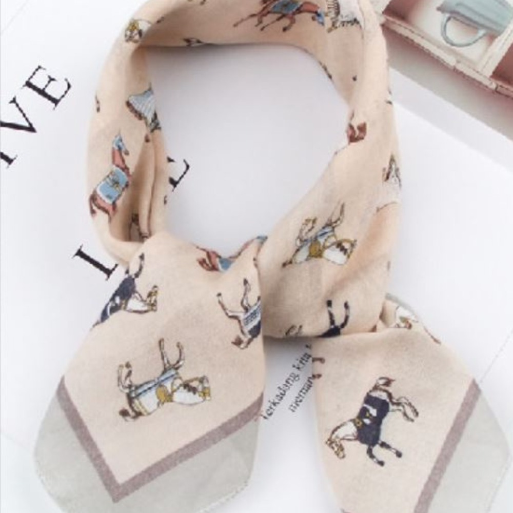 100% Cotton Fashion Square Scarf Made in Korea with Design Pattern