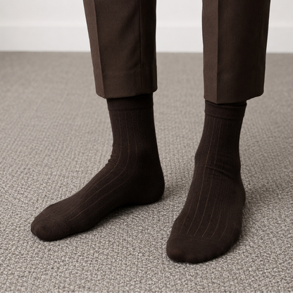 Men's Premium Plain Ribbed Crew Socks
