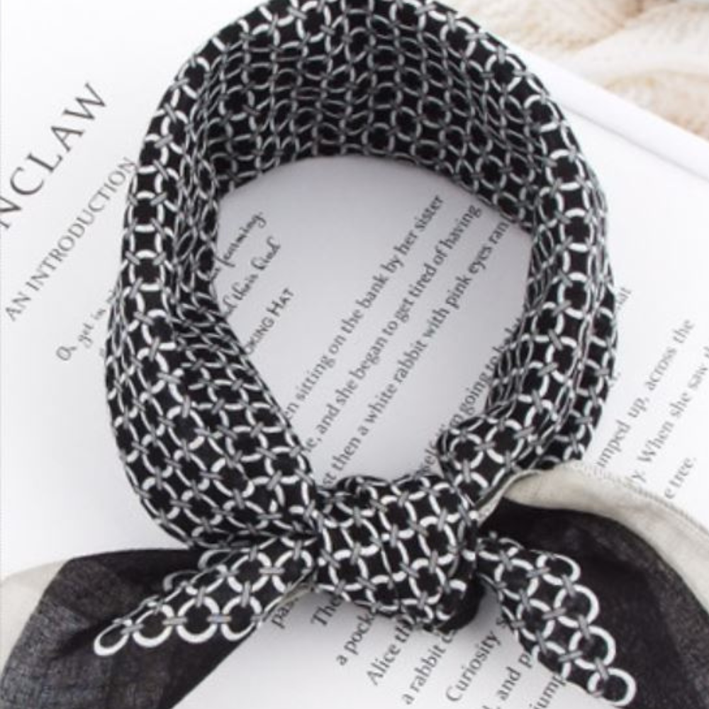 100% Cotton Fashion Square Scarf Made in Korea with Design Pattern