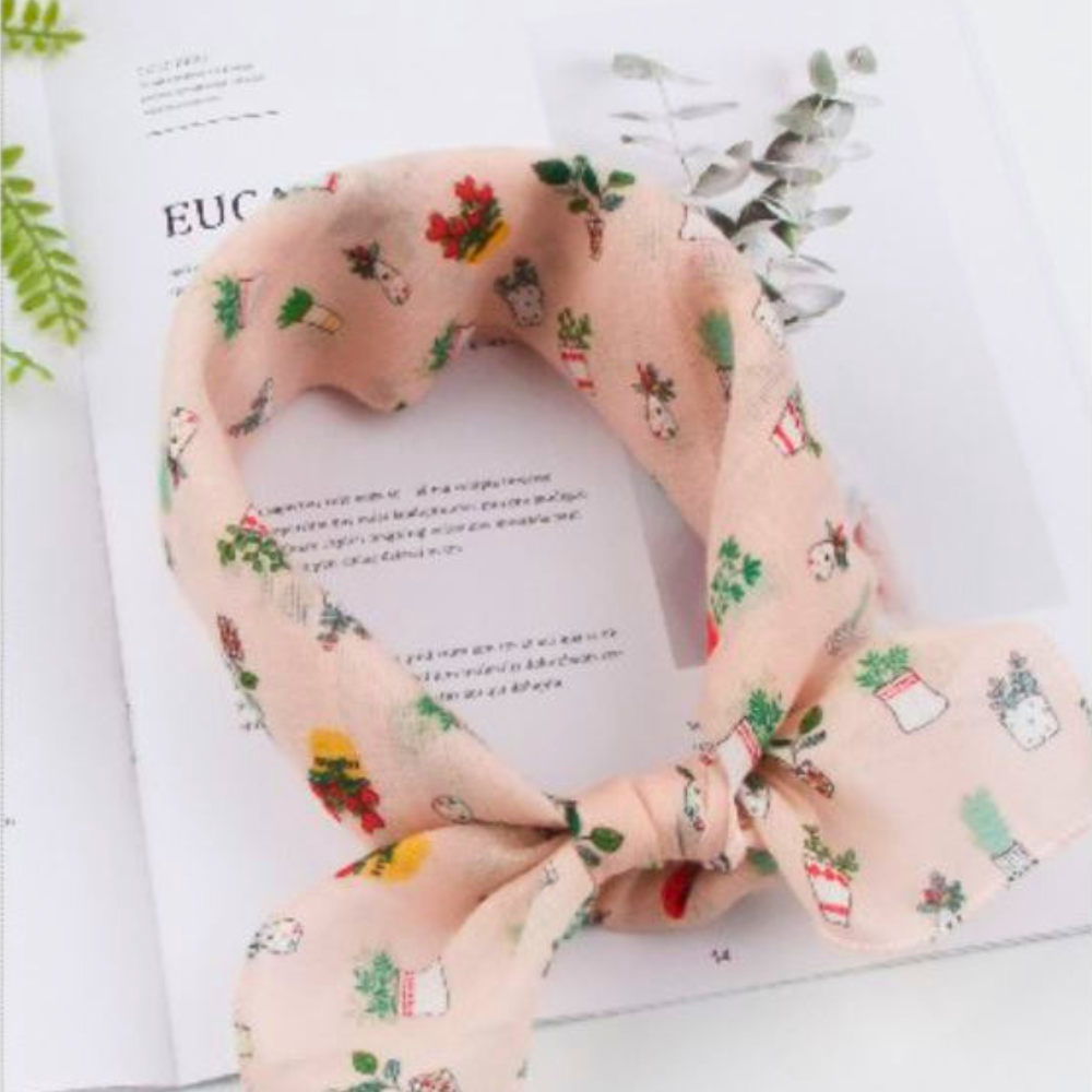 100% Cotton Fashion Square Scarf Made in Korea with Design Pattern