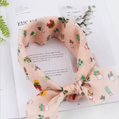 100% Cotton Fashion Square Scarf Made in Korea with Design Pattern