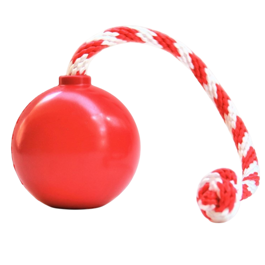 USA-K9 Cherry Bomb Durable Rubber Chew Toy, Treat Dispenser, Reward Toy, Tug Toy, and Retrieving Toy