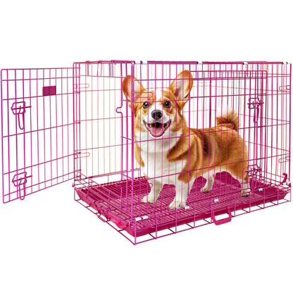 24-42" Collapsible Pink Dog Crate RED24-42
