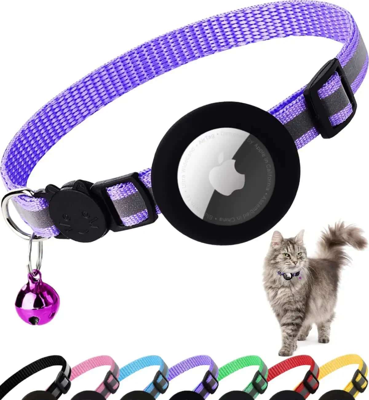 AirTag Cat Collar - Breakaway Reflective Safety Collar with AirTag Holder