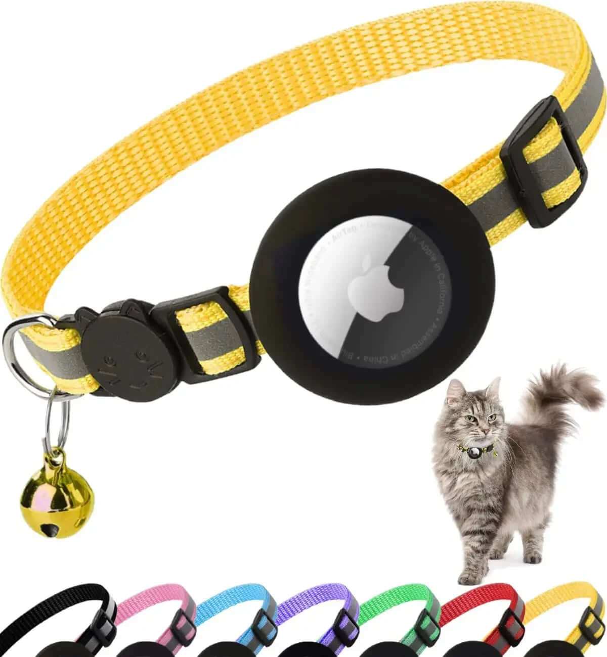 AirTag Cat Collar - Breakaway Reflective Safety Collar with AirTag Holder