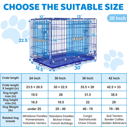 30" Collapsible Blue Dog Crate BLU30