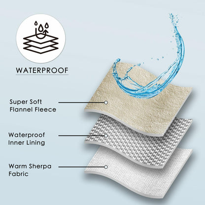 Waterproof Stuffed Dog Bed Cover Blanket Reversible Paw Print Grey 52x82