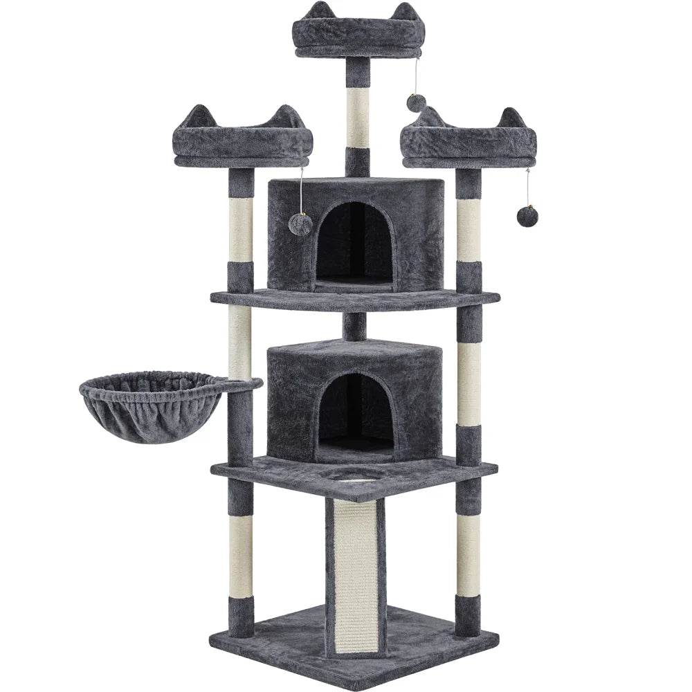 Renwick 69in Large Cat Tree Tower with Condos &amp; Scratching Board - Dark Gray