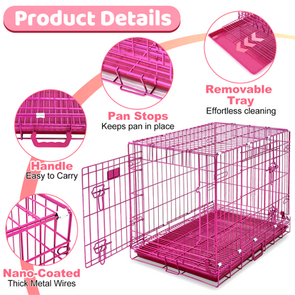 24-42" Collapsible Pink Dog Crate RED24-42