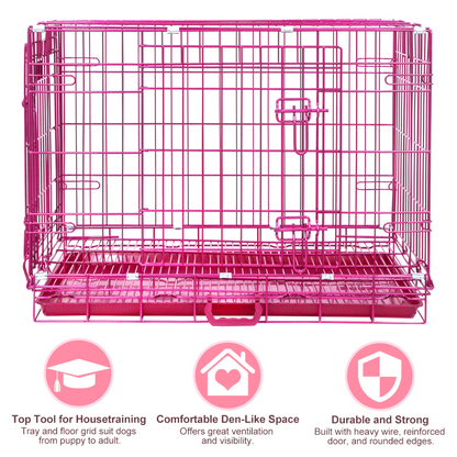 24-42" Collapsible Pink Dog Crate RED24-42