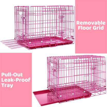 24-42" Collapsible Pink Dog Crate RED24-42