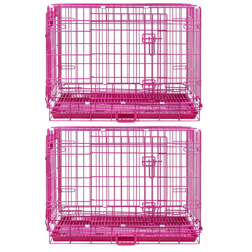 24-42" Collapsible Pink Dog Crate RED24-42