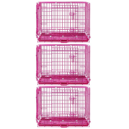24-42" Collapsible Pink Dog Crate RED24-42